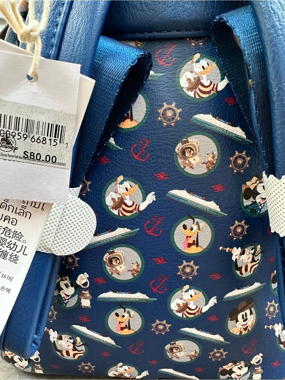 Loungefly Kids Navy Disney Mickey Bow Mini Cruiselines Backpack - Picture 3 of 6